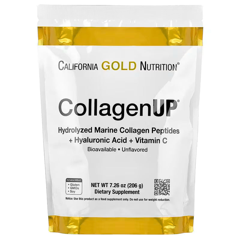 California Gold Nutrition, CollagenUP®, Hydrolyzed Marine Collagen Peptides with Hyaluronic Acid and Vitamin C, Unflavored, 7.26 oz (206 g)