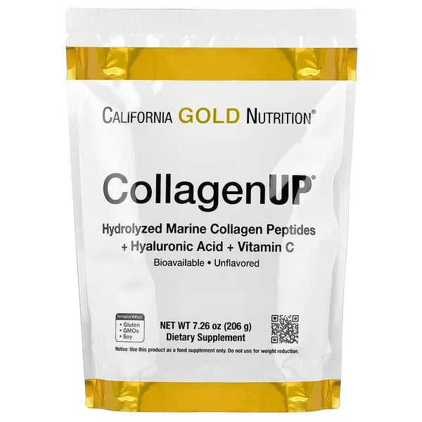 California Gold Nutrition, CollagenUP®, Hydrolyzed Marine Collagen Peptides with Hyaluronic Acid and Vitamin C, Unflavored, 7.26 oz (206 g)