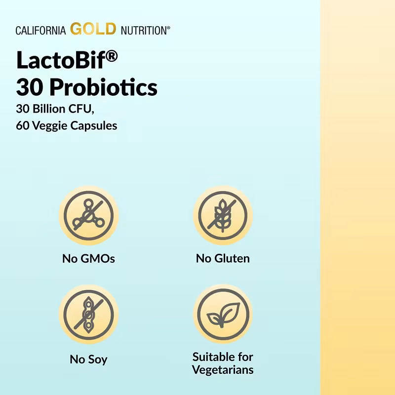 California Gold Nutrition, LactoBif® 30 Probiotics, 30 Billion CFU, 60 Veggie Capsules