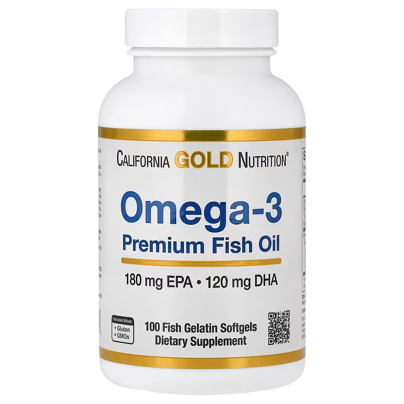 California Gold Nutrition, Omega-3 Premium Fish Oil, 100 Fish Gelatin Softgels (1,100 mg per Softgel)