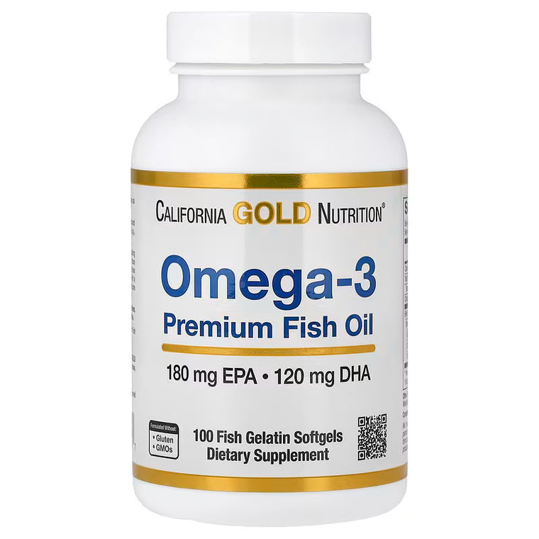 California Gold Nutrition, Omega-3 Premium Fish Oil, 100 Fish Gelatin Softgels (1,100 mg per Softgel)