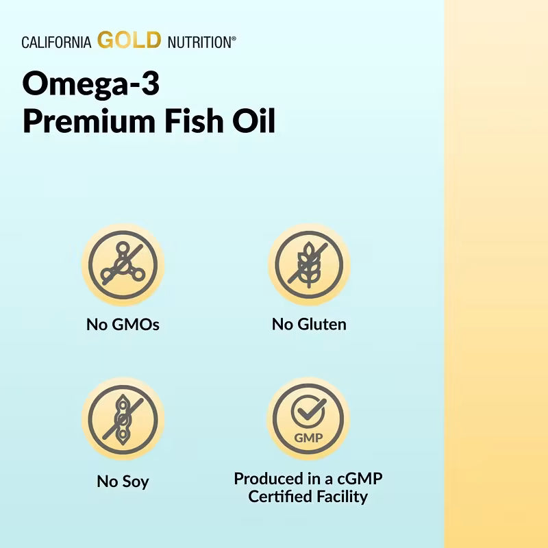 California Gold Nutrition, Omega-3 Premium Fish Oil, 100 Fish Gelatin Softgels (1,100 mg per Softgel)